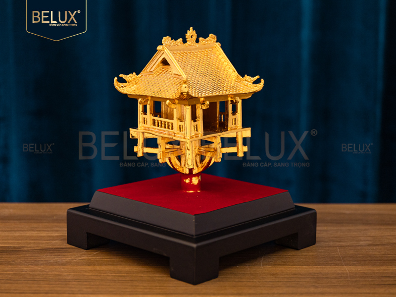 Mô hình Chùa Một Cột bằng đồng mạ vàng 24k